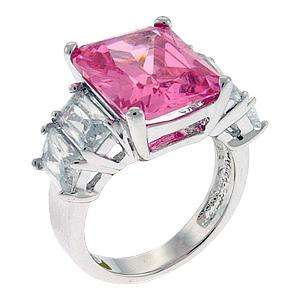 Pink Princess Cut CZ Ring