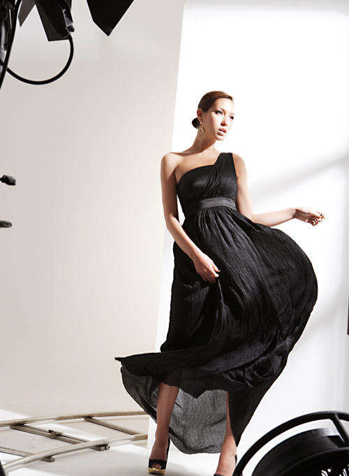 Single Shoulder length silk dress