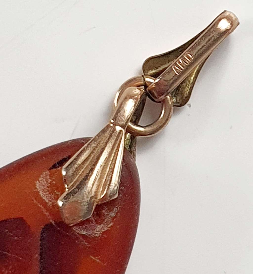 VINTAGE AMBER TEAR DROP PENDANT - REAL - HUGE PIECE WITH 5 CM