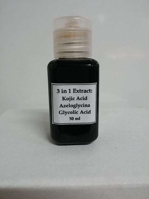 3 in 1 extracts: Kojic acid, Azeloglycina & Glycolic acid (add it to your cream)