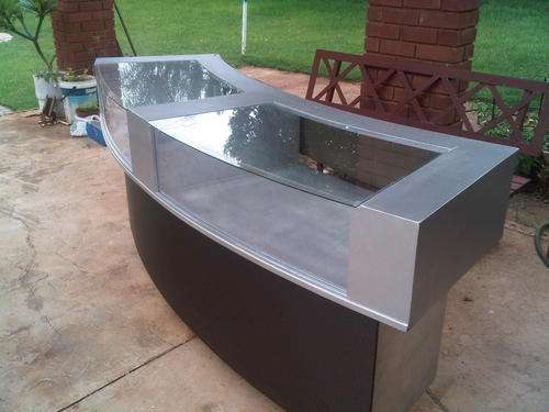 Curved Shop Counter With Glass Top & Vinyl