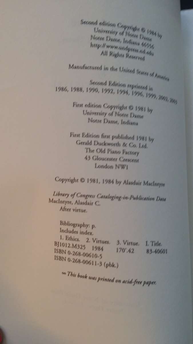 BOOKS After Virtue - Alasdair Mac Intyre