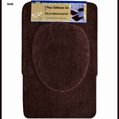 3 Piece Bathroom Mat Set (Brown)