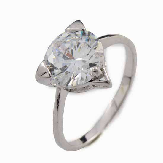 STUNNING! 9ct WGF Cubic Zirconia Heart Bridal Ring, Size 7.5 (NOT Gold Plated)