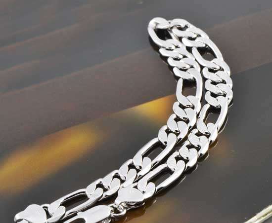 HOT SALE! 9ct White Gold Filled Mens / Womens Bracelet - 8mm x 220mm (NOT Gold plated)