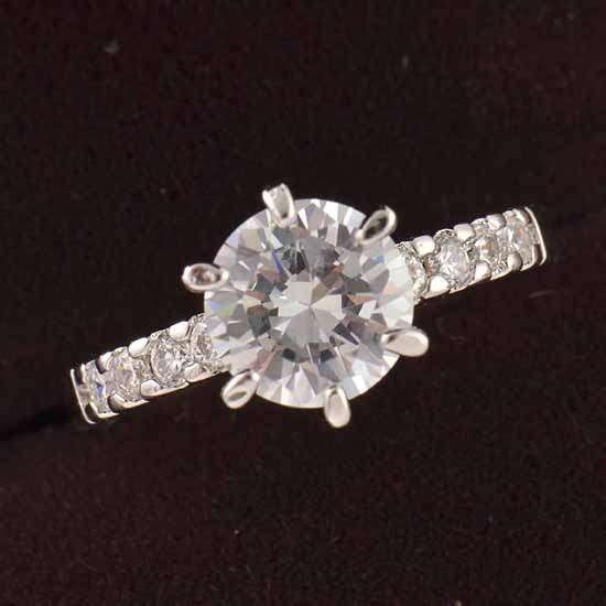 Classy 9ct WGF with Top CZ Wedding Ring, Size 7 (NOT Gold Plated)