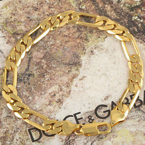 STUNNING! 9ct Solid Gold Filled Figaro Bracelet - 8mm x 210mm (NOT Gold Plated)