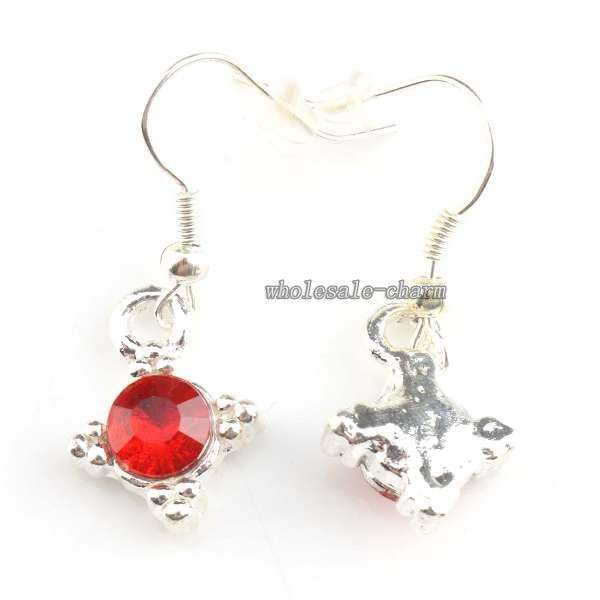 Lovely! Red Rhinestone SP Dangle Hook Earrings