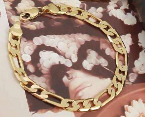 STUNNING! 9ct Solid Gold Filled Figaro Bracelet - 8mm x 210mm (NOT Gold Plated)