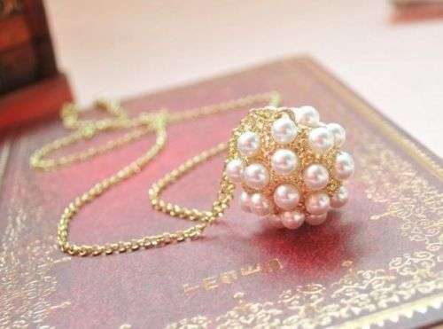 Elegant! 9ct Gold Plated Necklace With Synthetic (lab created) Pearls