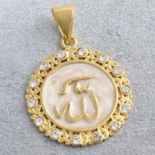 9ct Gold Filled & Enamel Round Pendant With Cubic Zirconia Stones (NOT Fusion or Plated)!