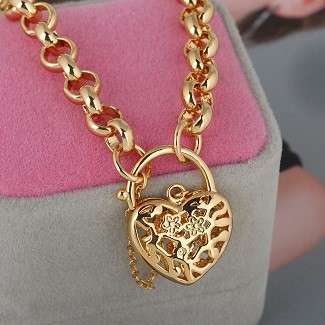 BEAUTIFUL! 18ct Gold Filled Filigee Heart PADLOCK (NOT Fusion Or Plated)!