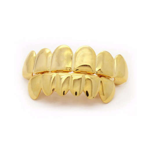 Teeth Grillz Hip Hop Classic Gold Plated Upper & Lower Grillz