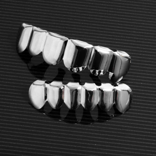 Teeth Grillz | Hip Hop Silver Plated Upper & Lower Grillz