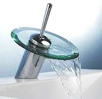 BATHROOM BASIN WATER MIXER TAP GLASS WATERFALL DESIGN
