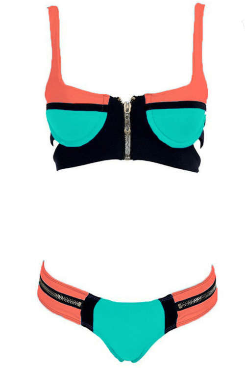 **ACTUAL IMAGES** Stunning Block Bikini Set With Zip Detail. SIZE S ONLY. RETAIL R450!!