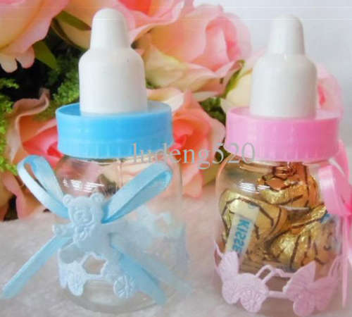 Baby shower favors. Pink/Blue bottles. 200 units on auction. Please read listing.