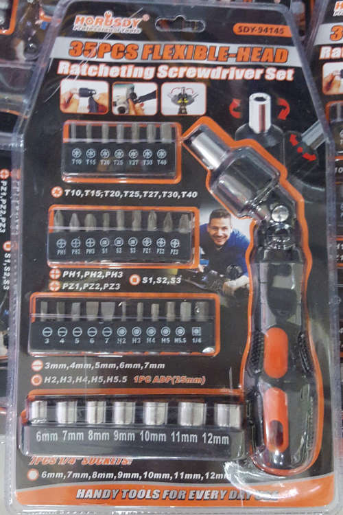 35 piece flexible head racheting screwdriver set. Please read listing!