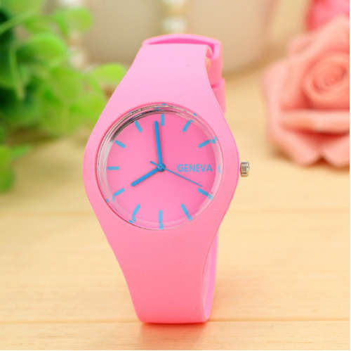 Gorgeous Geneva watch. Hot pink/Red/Light turquoise/White/Black.