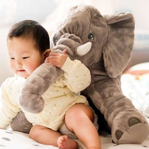 HUGE super stuffed 60cm Elephant Pillow for Baby | Brown!