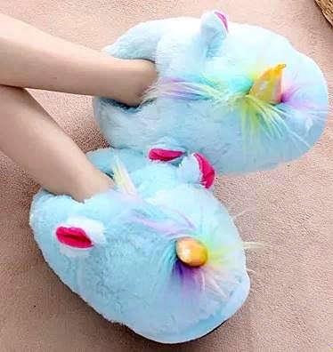 Fluffy Unicorn Slippers | ADULTS or KIDS sizes | Pink, White or Blue