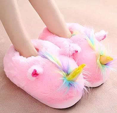 Fluffy Unicorn Slippers | ADULTS or KIDS sizes | Pink, White or Blue