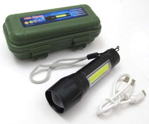 Powerful USB Rechargeable two in one LED Flashlight With Case Box. GREAT FOR CAMPING OR AS A GIFT!!!