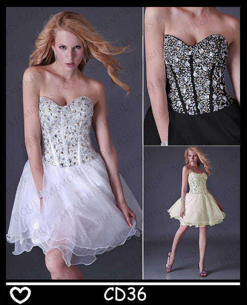 BEAUTIFUL WHITE/BLACK/BEIGE ORGANZA COCKTAIL/EVENING DRESS!