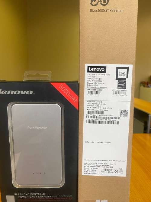 Lenovo Ideapad 3  i3-1011OU  8GB 1TB HDD 15.6`  Win 11 Notebook Grey BUNDLED with Lenovo PowerBank
