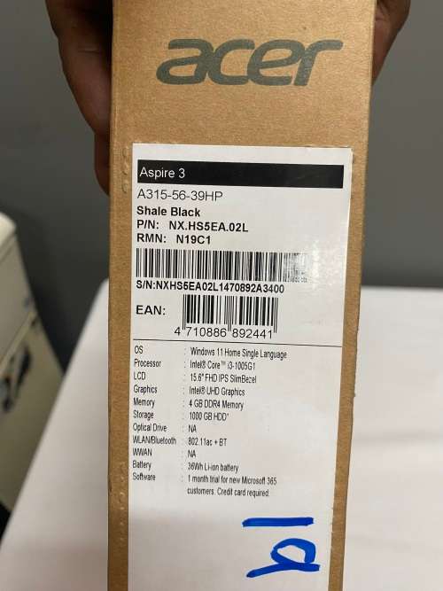 **BARGAIN BUY** BOXED ACER ASPIRE 10th GEN i3, 4GB RAM, 1TB HDD OR 256SSD- GRAB IT NOW @ R3599!!!!