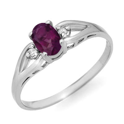 Certified .53ctw Amethyst & Diamond Ring White Gold