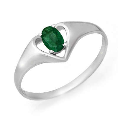 Certified Quality .25ctw Emerald Ladies Ring White Gold