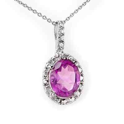 Certified 2.05ctw Amethyst & Diamond Pendant Gold