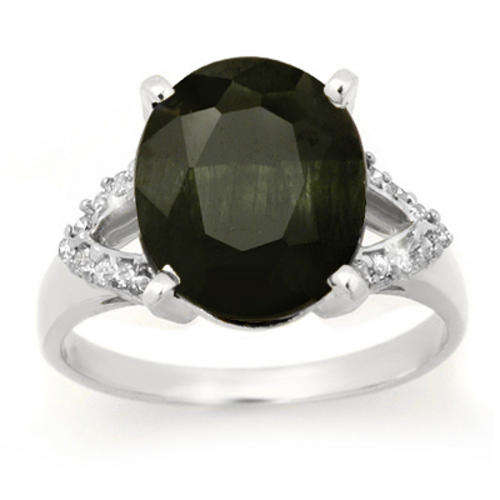 Certified 6.58ctw Sapphire & Diamond Ring White Gold