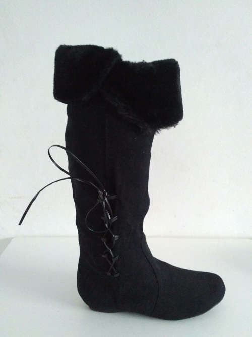 LONG SUEDE BLACK BOOTS WITH FUR TOP. nice and comfy. ***LAST PAIR ON SALE.