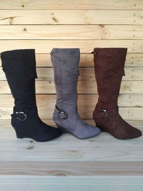 LOVELY LONG WEDGE BOOTS....GREY, BROWN, BLACK.