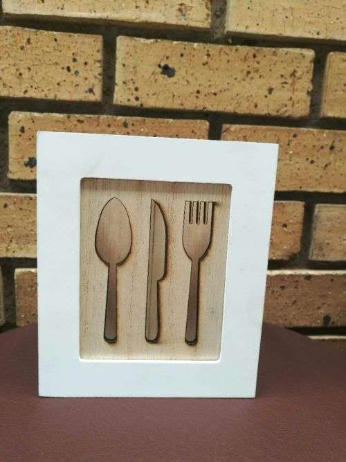 KNIFE & FORK DESIGN PICTURE ON CUTLERY & TEASPOON HOLDER