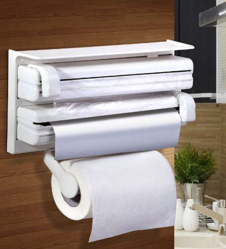 Urban Living 3 In 1 Kitchen Triple Paper Dispenser & Holder(38X18X7Cm,White)