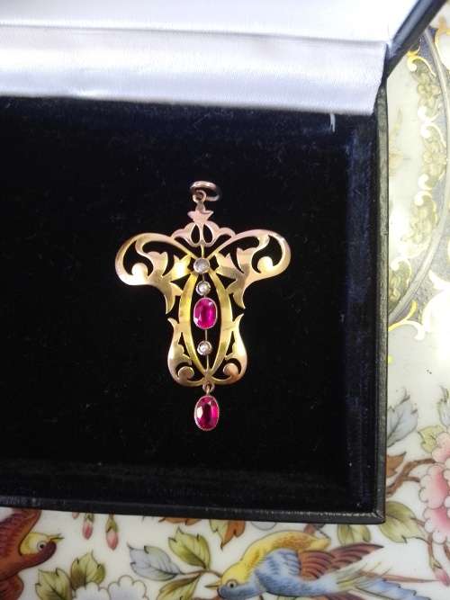 Gold Garnet Pendant
