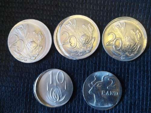 MISPRINT 20c, 10c, 2 Rand