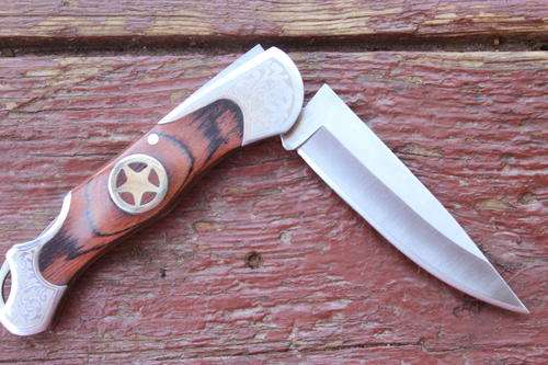 STAINLESS KNIFE WITH WOODEN HANDLE AND POUCH ***COMBINE ITEMS AND SAVE ON SHIPPING ***