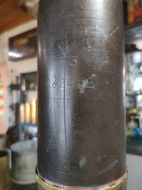 Shell,18pdr, case and projectille with fuse