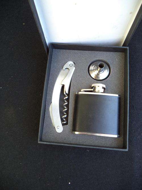 Stainless Steel Flask, Funnel and Bottle Opener Set