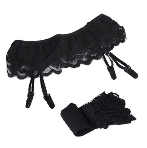 Womens Sexy Hot Lace Top Thigh-Highs Stockings Socks + Suspender Garter Belt CY