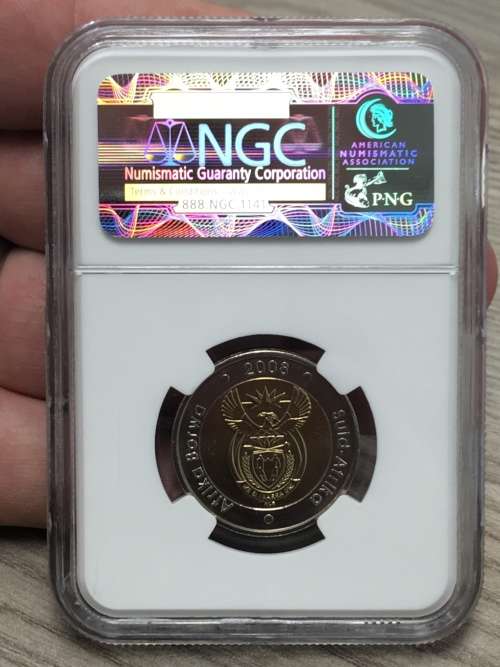 2008 South Africa R5 Mandela 90th Birthday MS66 NGC Graded Uncirculated NEW