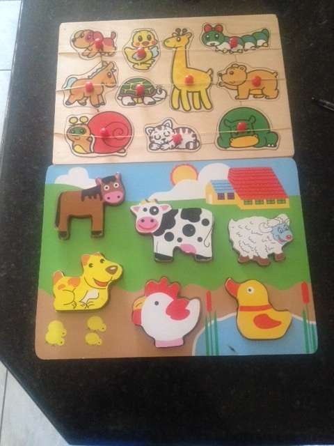 Lot of 2 Wooden Jigsaw and Chunky Puzzle
