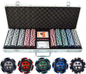 500pc Pro Poker 13.5g Clay Composite Poker Chip Set with Aluminum Carrying Case