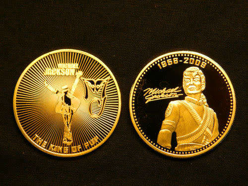 2009 1 troy Oz "MICHAEL JACKSON" Comm Coin Finished in 999 24k Fine Gold