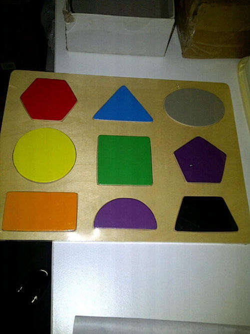 Hot Promotion Wooden 9 Shapes Colorful Puzzle Toy Baby Educational Toy - NEW