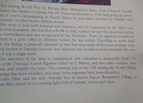 FROM JO'BURG TO DRESDEN A World War 2 Diary By EB "Dick" Dickinson